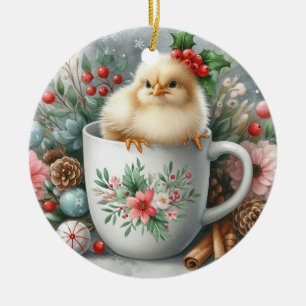 Weihnachts-Tassen-Huhn Keramik Ornament