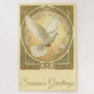 Weihnachts-Taube im Jugendstil-Design Puzzle