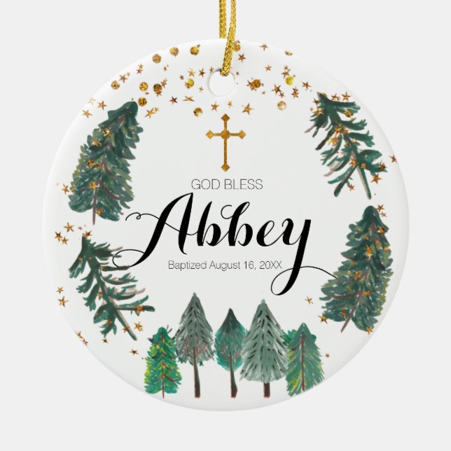 Weihnachts-Taufe Gott segne Ornament (Vorne)