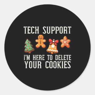 Weihnachts-Tech-Support hier, um Cookies zu lösche Runder Aufkleber