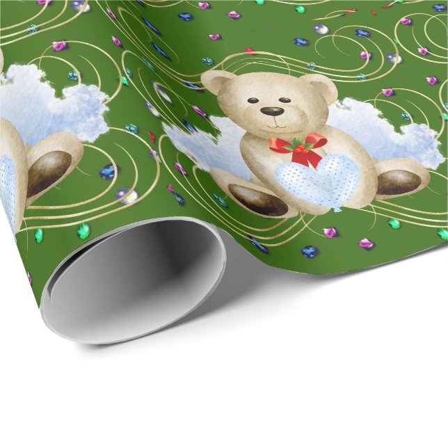 Weihnachts-Teddy-Bär 2 Wrapping Paper Geschenkpapier (Rolleneckpunkt)