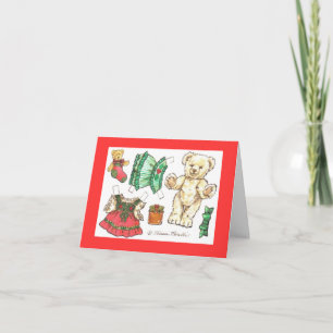 Weihnachts-Teddy-Bär-Papierpuppenkarte Feiertagskarte