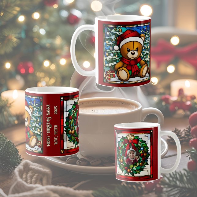 Weihnachts-Teddy-Bären Imitate gestanzt Glas Kaffeetasse (Von Creator hochgeladen)