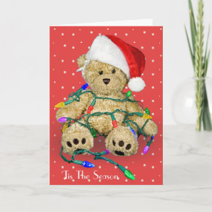 Weihnachts-Teddy-Bären in Holiday Lights Card Karte