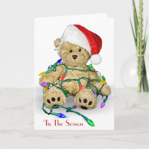 Weihnachts-Teddy-Bären in Holiday Lights Card Karte