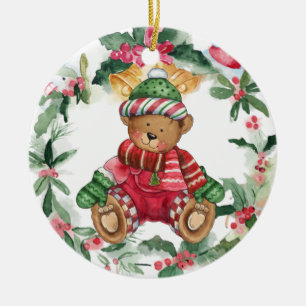 Weihnachts-Teddy Bären Keramik Ornament