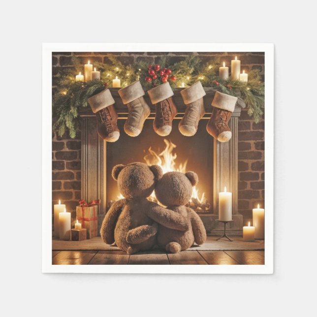 Weihnachts-Teddy-Bären schnüren Serviette (Vorderseite)