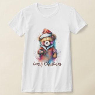 Weihnachts-Teddy mit Weihnachtsmannmütze Beary Chr T-Shirt