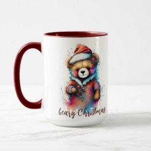 Weihnachts-Teddy mit Weihnachtsmannmütze Beary Chr Tasse