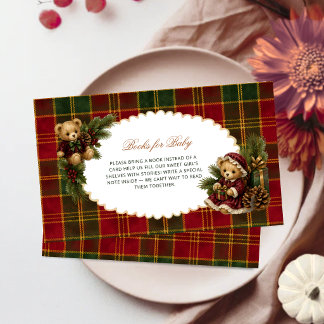 Weihnachts-Teddybär-Bücher für Baby Tartan Karo Begleitkarte