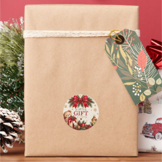 Weihnachts-Teddybär Ein kleines Geschenk Baby Show Runder Aufkleber
