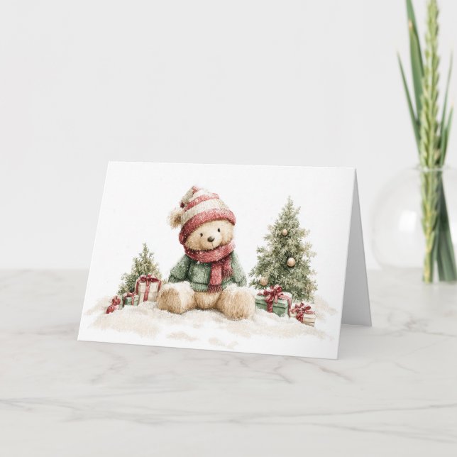 Weihnachts-Teddybär Feiertagskarte (Vorderseite)
