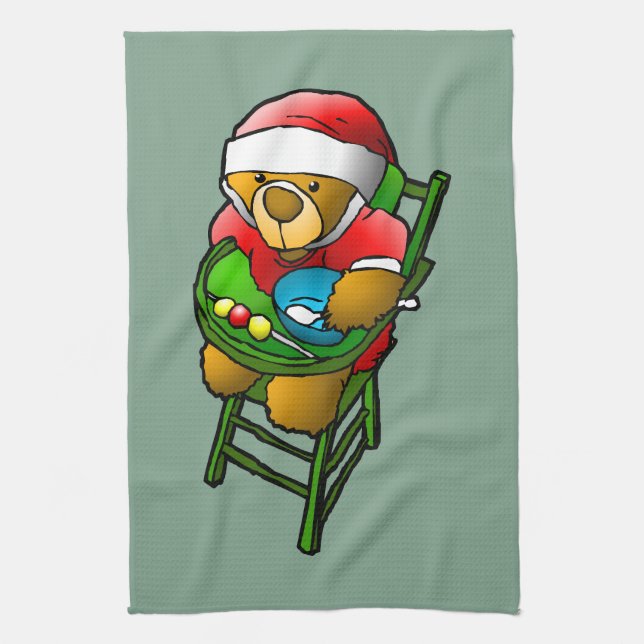 Weihnachts-Teddybär Geschirrtuch (Vertikal)
