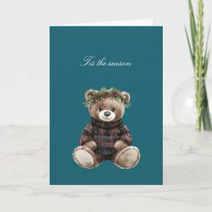 Weihnachts-Teddybär im Karomuster Karte
