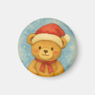 Weihnachts-Teddybär in einer schneebedeckten Wunde Magnet