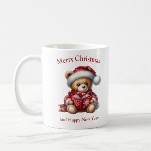 Weihnachts-Teddybär lesen ein Buch Mistletoe Kaffeetasse