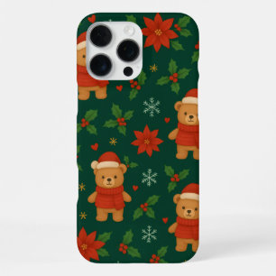Weihnachts-Teddybär-Muster – Süße grüne Feiertage iPhone 16 Pro Max Hülle