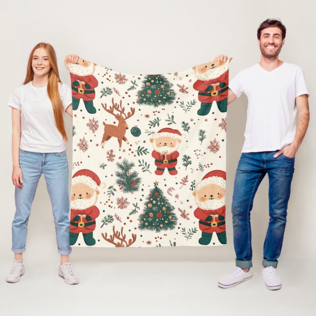 Weihnachts-Teddybär-Santa-Muster (2) Fleecedecke (Beispiel)