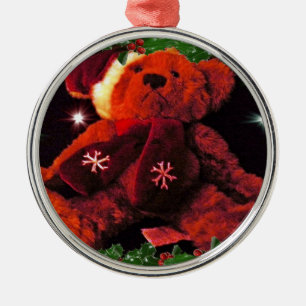 Weihnachts-Teddybär-Schmuck Silbernes Ornament