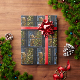 Weihnachts-Teddybär schmückt einen Baum Geschenkpapier