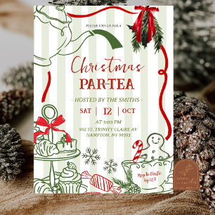 Weihnachts-Teeparty Kritzel Handgezeichnet Einladung