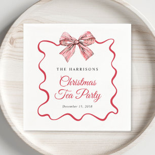 Weihnachts-Teeparty Rot gestreifter Koketten-Bogen Serviette