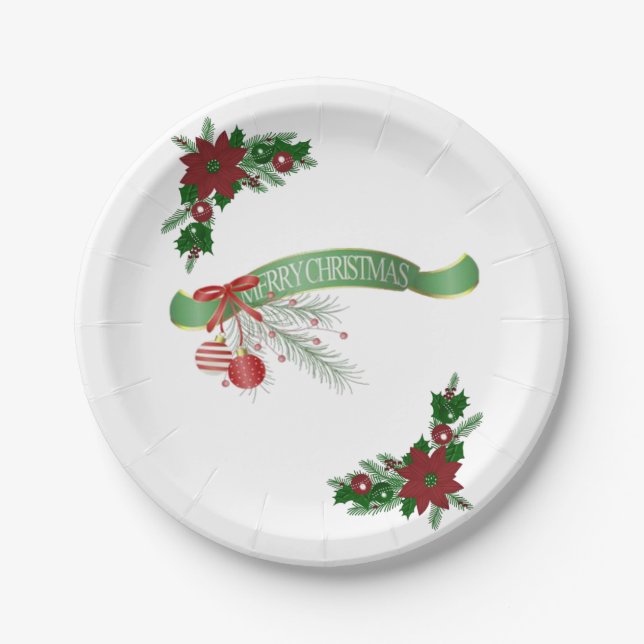 Weihnachts-Teller, frohe Weihnachten Pappteller (Vorderseite)