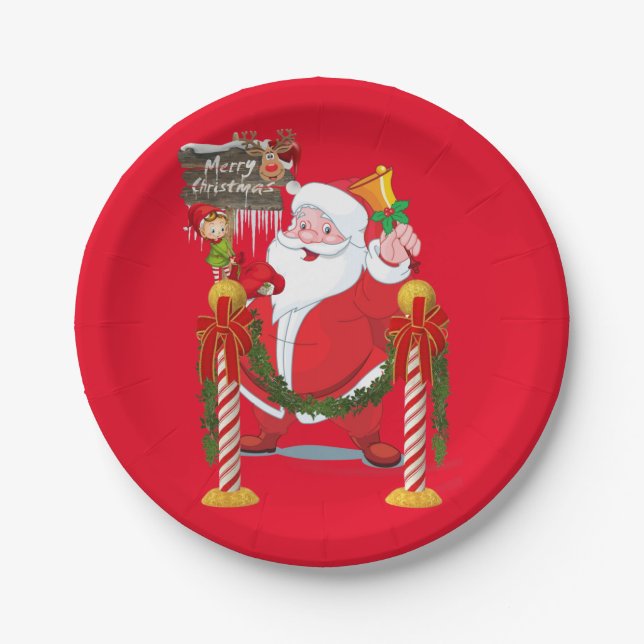 Weihnachts-Teller, frohe Weihnachten Weihnachten Pappteller (Vorderseite)