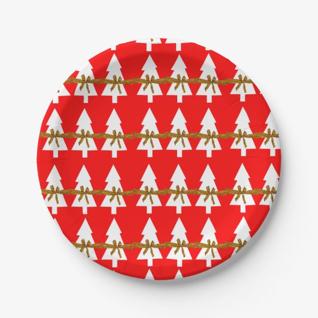 Weihnachts-Teller, frohe Weihnachts-Rot-Weiß Pappteller (Vorderseite)