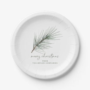 Weihnachts-Teller Holiday Simple Evergreen Branch Pappteller