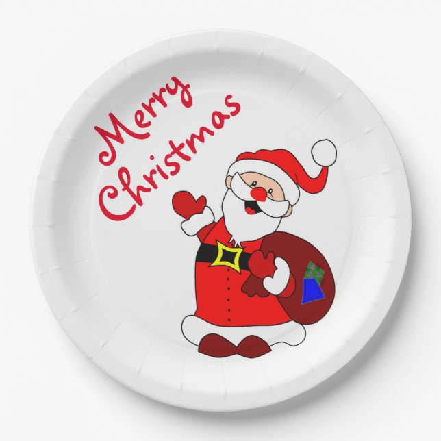 Weihnachts-Teller/Weihnachtsmann Pappteller (Vorderseite)