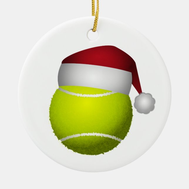 Weihnachts-Tennis-Ball Keramikornament (Vorne)