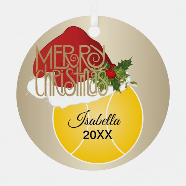 Weihnachts-Tennis-Ball Ornament Aus Metall (Vorderseite)