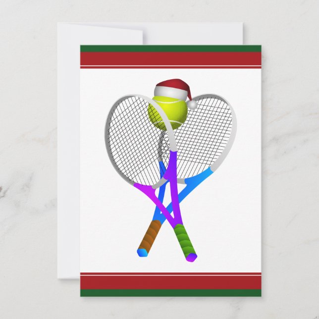 Weihnachts-Tennis-Ball und Rackets Einladung (Vorderseite)