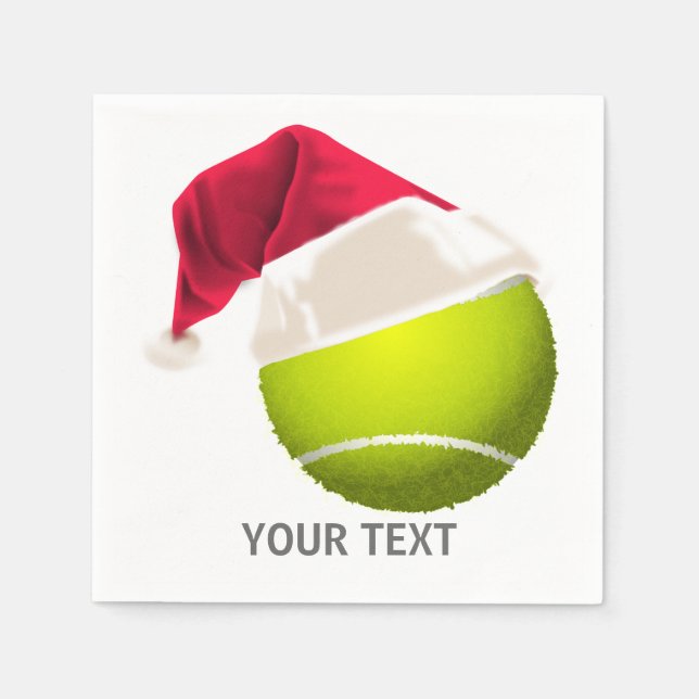 Weihnachts-Tennis-Ball-Weihnachtsmannmütze Serviette (Vorderseite)
