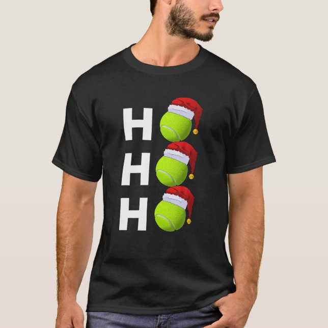 Weihnachts-Tennis-Ball Weihnachtsmannmütze Sonnige T-Shirt (Vorderseite)