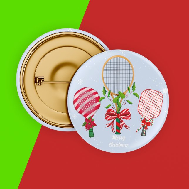 Weihnachts-Tennis, Paddle & Pickleball-Racquets Button (Von Creator hochgeladen)