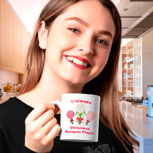 Weihnachts-Tennis, Paddleball, Pickleball-Spieler Kaffeetasse