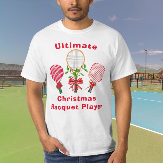 Weihnachts-Tennis, Paddleball, Pickleball-Spieler T-Shirt (Von Creator hochgeladen)