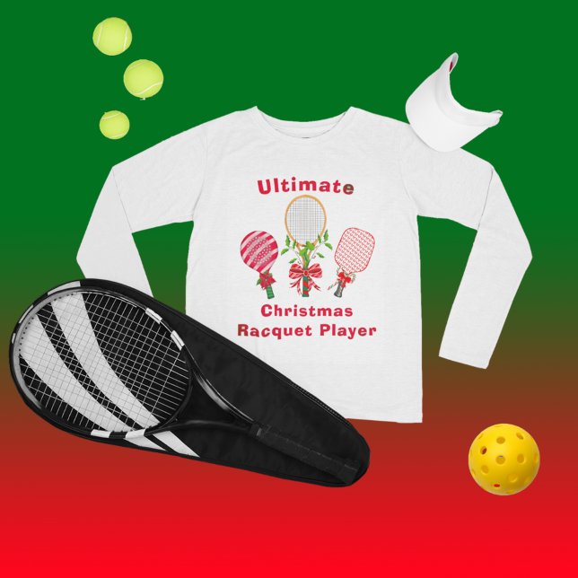 Weihnachts-Tennis, Paddleball, Pickleball-Spieler T-Shirt (Von Creator hochgeladen)
