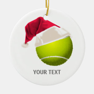 Weihnachts-Tennisball-Santa-Hut Keramikornament