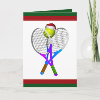 Weihnachts-Tennisball und Schläger Feiertagskarte