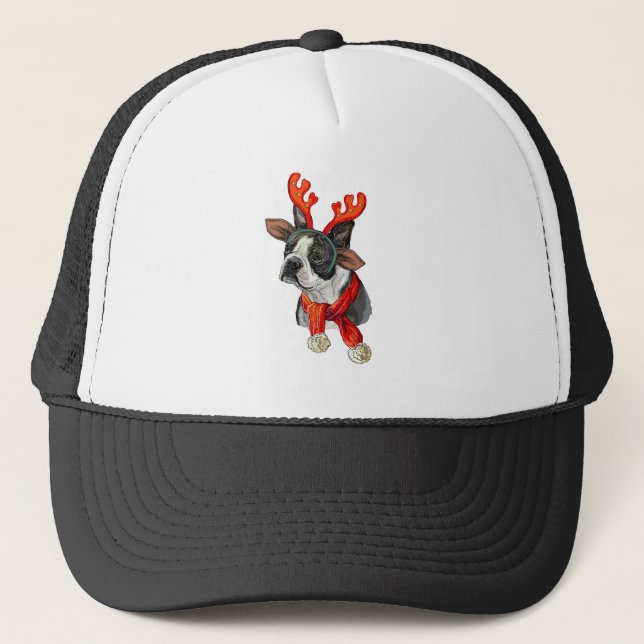 Weihnachts-Terrier-Hund Truckerkappe (Vorderseite)