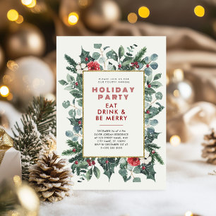 Weihnachts-Thema Blumenrahmen Feiertag Party Einladung