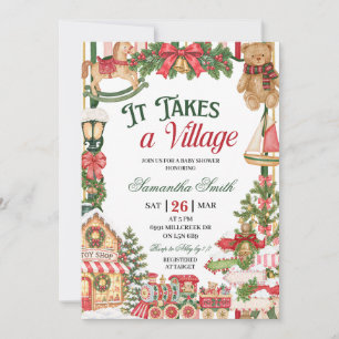 Weihnachts-Thema Es braucht ein Dorf Baby Shower Einladung