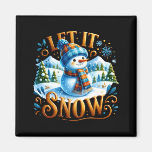 Weihnachts Thema Lass es schneien Süßer Schneemann Magnet