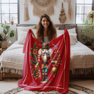 Weihnachts Thema Nutcracker auf Rot Fleecedecke