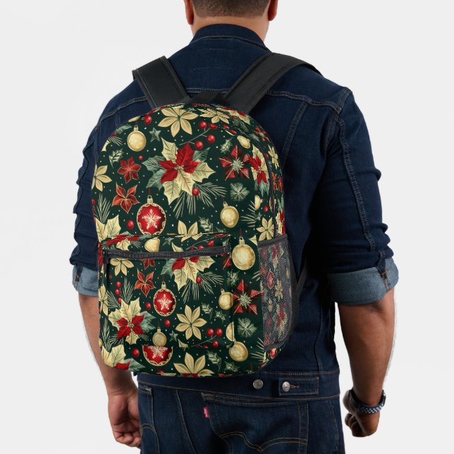 Weihnachts-Thema Poinsettia Muster Bedruckter Rucksack (Insitu (Modell))