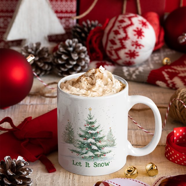 Weihnachts Thema Weihnachtsbaum Let It Snow Kaffeetasse (Von Creator hochgeladen)