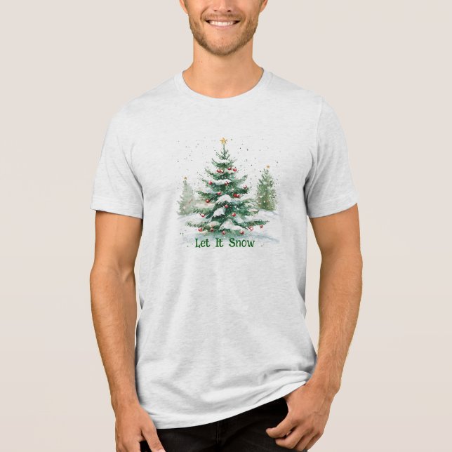 Weihnachts Thema Weihnachtsbaum Let It Snow Tri-Blend Shirt (Vorderseite)